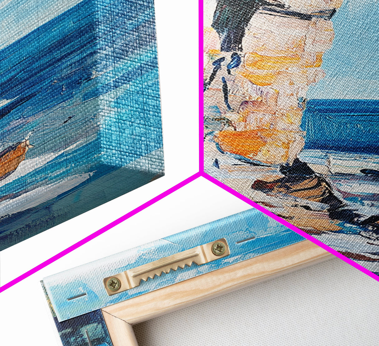 Coastal Cliff Art Framed Canvas Print | Beach Wall Decor | Ocean Landscape Painting | Seaside Home Art | Nautical Wall Art