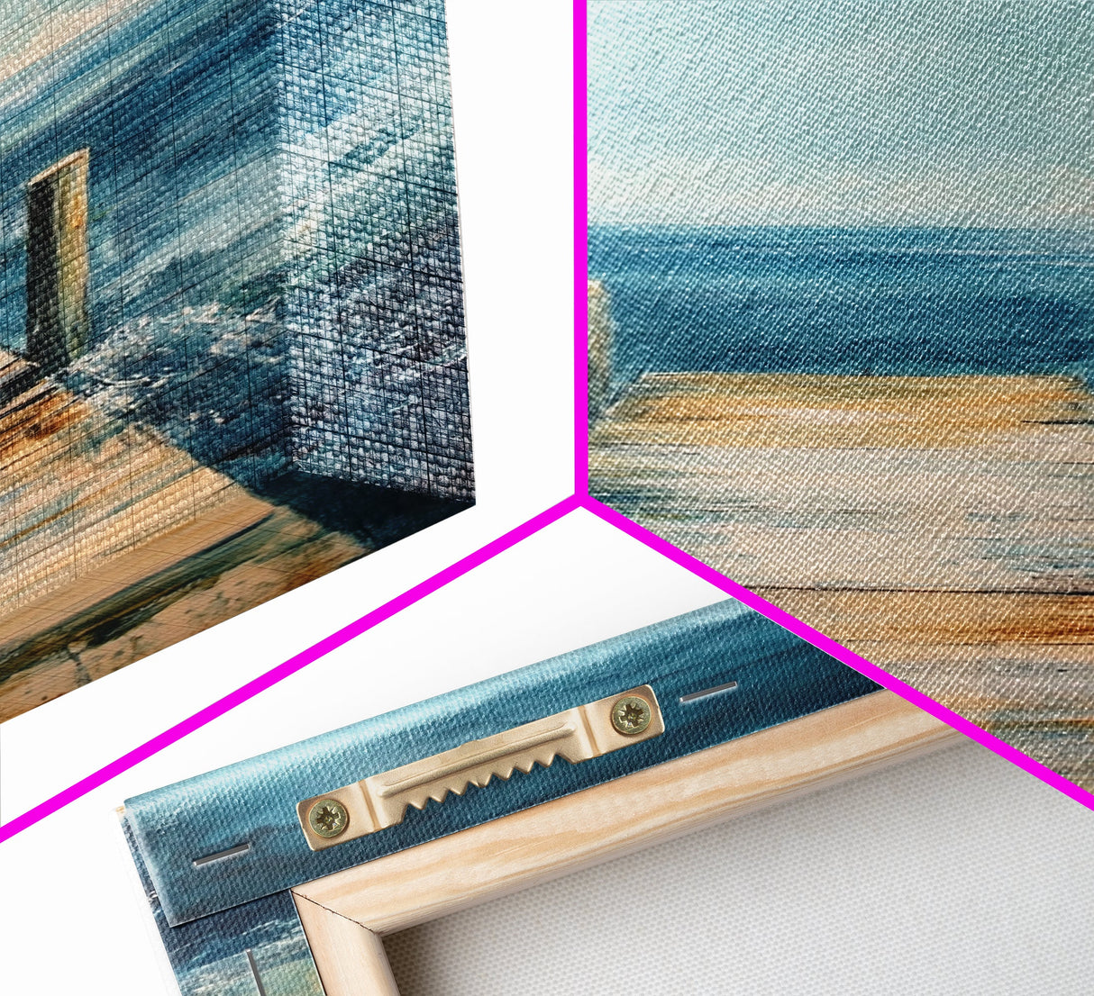 Wooden Dock on Water Framed Canvas Print | Lake House Wall Art | Tranquil Nature Painting | Rustic Cabin Decor | Boho Art