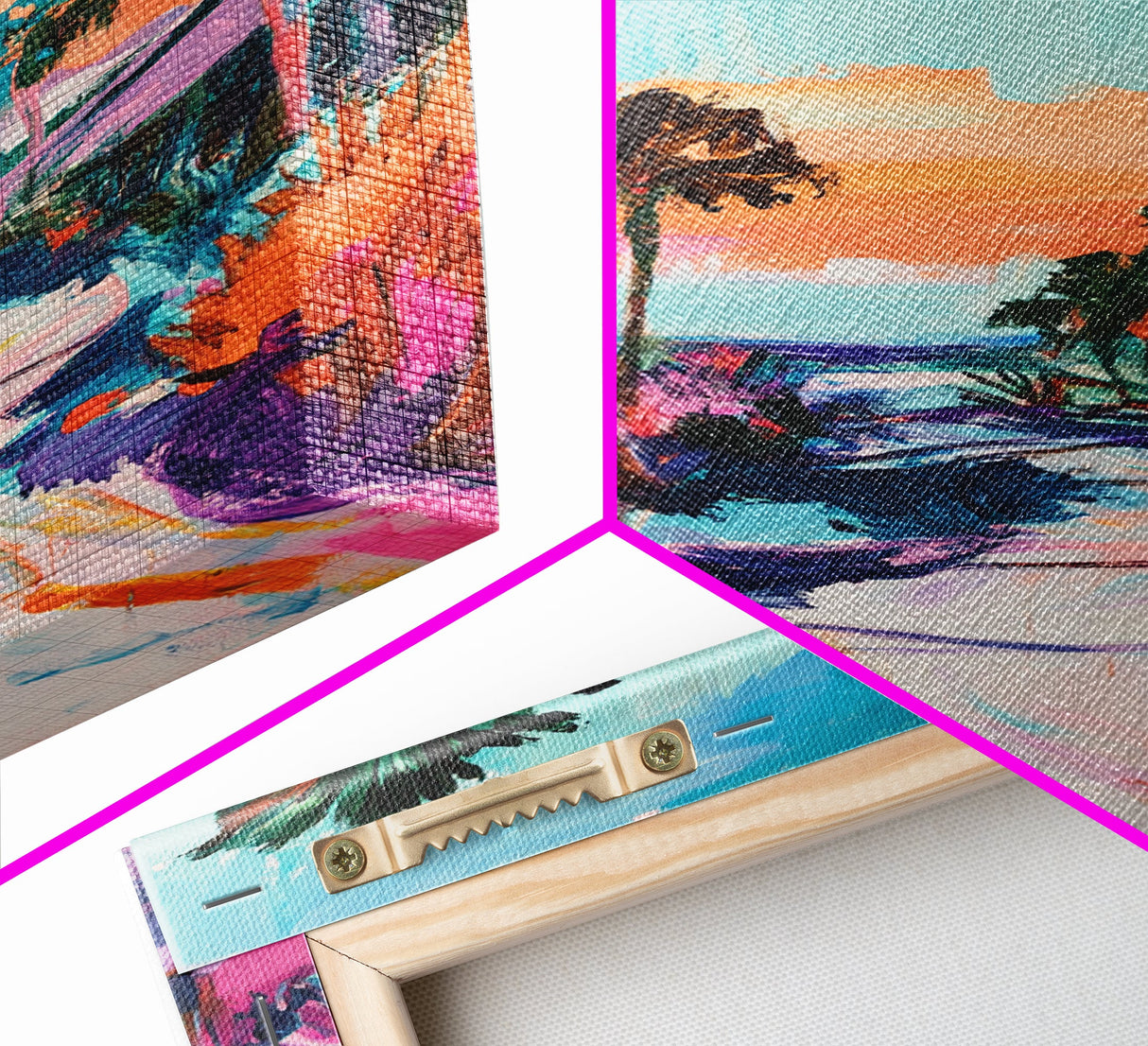 Palm Sunset, Coastal Cowgirl Wall Art, Southwest Wall Art, Surf Wall Art, Pink Orange Wall Art, Canvas Print, Extra Wide Art