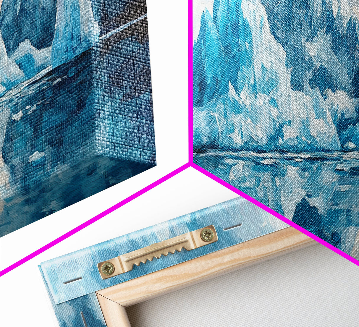 Iceberg Mountain Reflection Canvas Print, Arctic Nature Wall Art, Cool Blue Home Decor, Large Landscape Painting, Modern Office Art