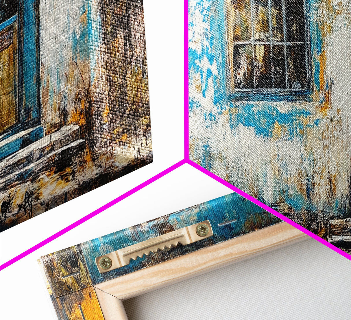 Weathered House Framed Canvas Print Rustic Wall Art, Home Decor, Old Building Painting, Shabby Chic Artwork, Farmhouse Aesthetic