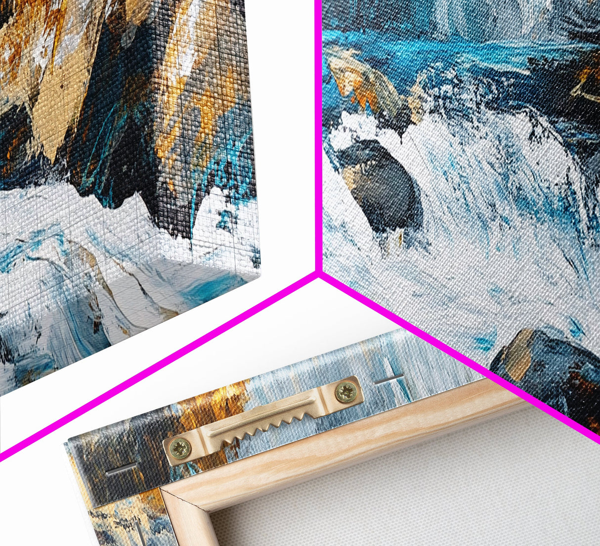 Wild River Rapids Framed Canvas Print Nature Landscape Art Rustic Cabin Wall Decor Adventure Themed Living Room Wall Art
