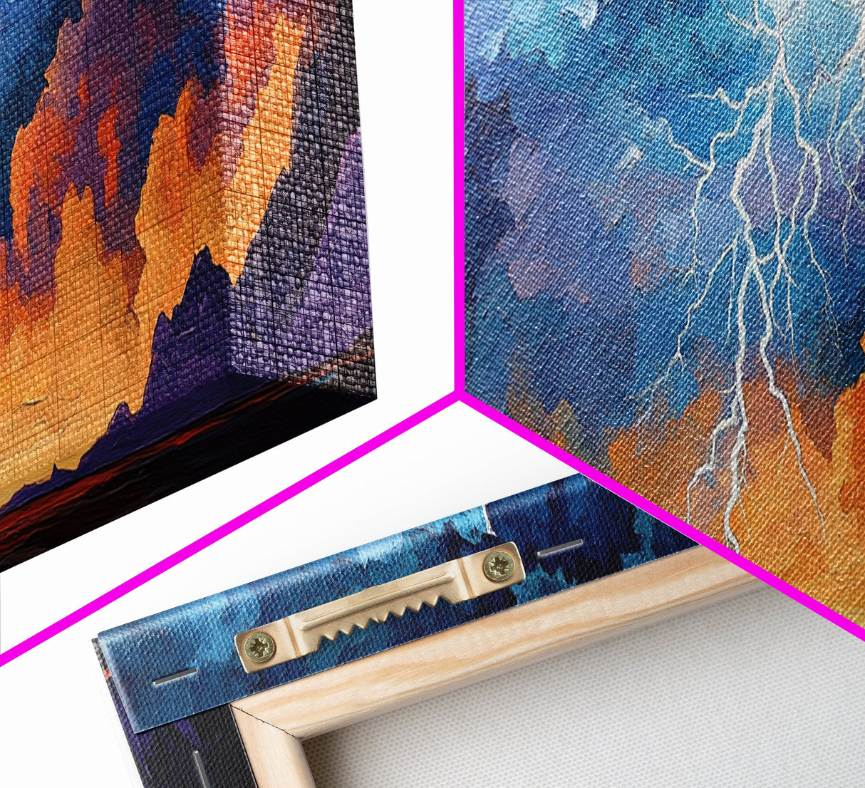 Lightning, Storm, Dramatic, Skyscape, Framed Canvas Print, Abstract Landscape Art, Dark Wall Art, Office Decor, Sky Painting
