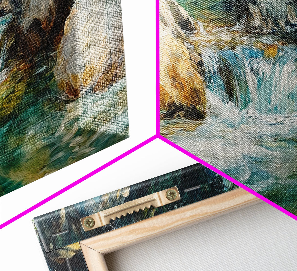 Waterfall Stream, Rocky River, Nature Wall Art, Framed Canvas Print, Cabin Decor, Rustic Landscape, Outdoor Adventure Art, Natural Beauty