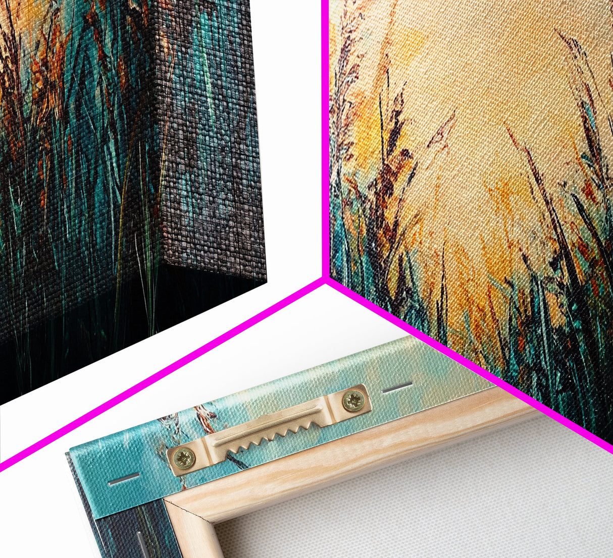 Wild Grass, Sunset Landscape Art, Serene Nature Painting, Farmhouse Wall Decor, Bedroom Wall Art, Home Print, Framed Canvas Print