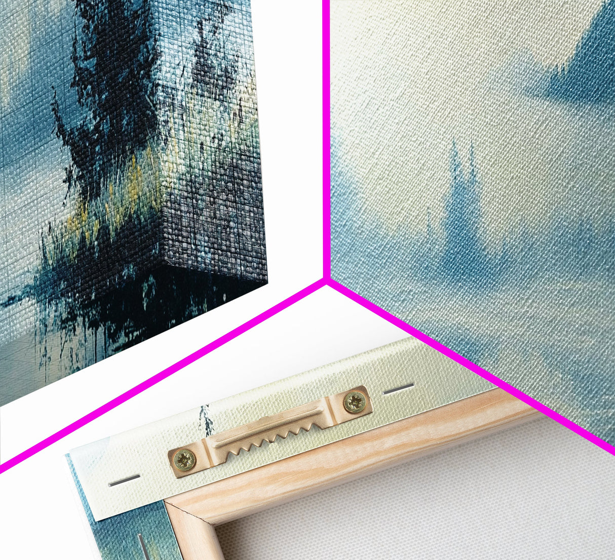 Foggy Mountain Lake Framed Canvas Print Tranquil Nature Wall Art, Misty Forest Landscape, Cool Blue Artwork, Cabin or Office Decor