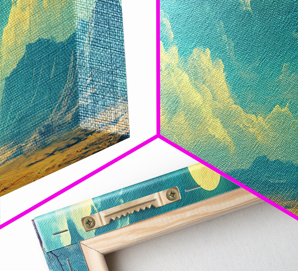 Moonlit Desert Nightscape, Mystical Blue and Gold Landscape Art, Dreamy Celestial Wall Decor, Surreal Nature Painting
