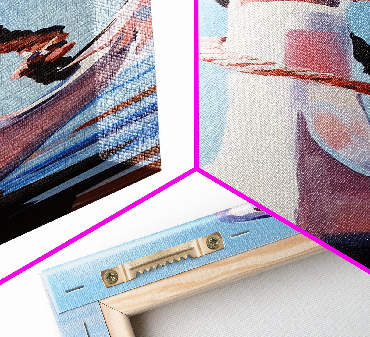 Nautical Anchor, Coastal Decor, Blue and Pink Art, Framed Canvas Print, Modern Minimalist, Ocean Wall Art, Beach House Decor