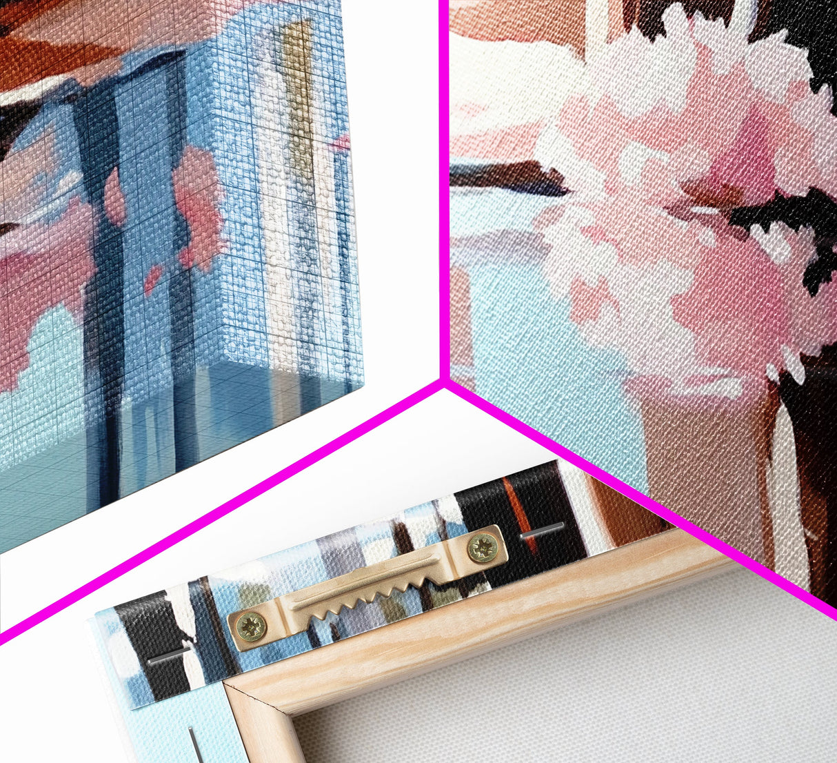 Reflection, Pink Trees, Winter, Framed Canvas Print, Modern Nature Art, Minimalist Wall Art, Cozy Home Decor, Fall Living Room Art