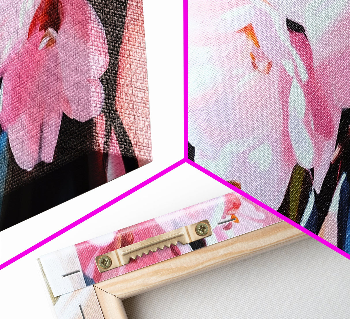 Pink Cherry Blossoms, Floral Wall Art, Romantic Botanical Print, Spring Bloom Decor, Nature-Inspired Aesthetic, Bedroom Framed Canvas Print