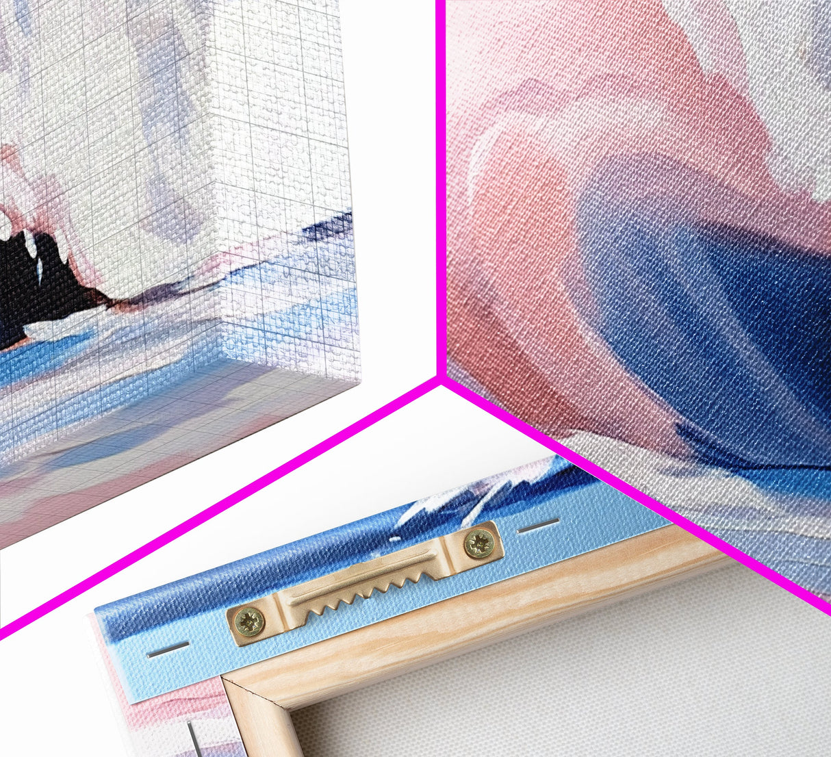 Pink Ocean, Abstract, Canvas Print, Coastal abstract painting, soft pastel waves, modern beach decor, minimalist seascape, tranquil water art