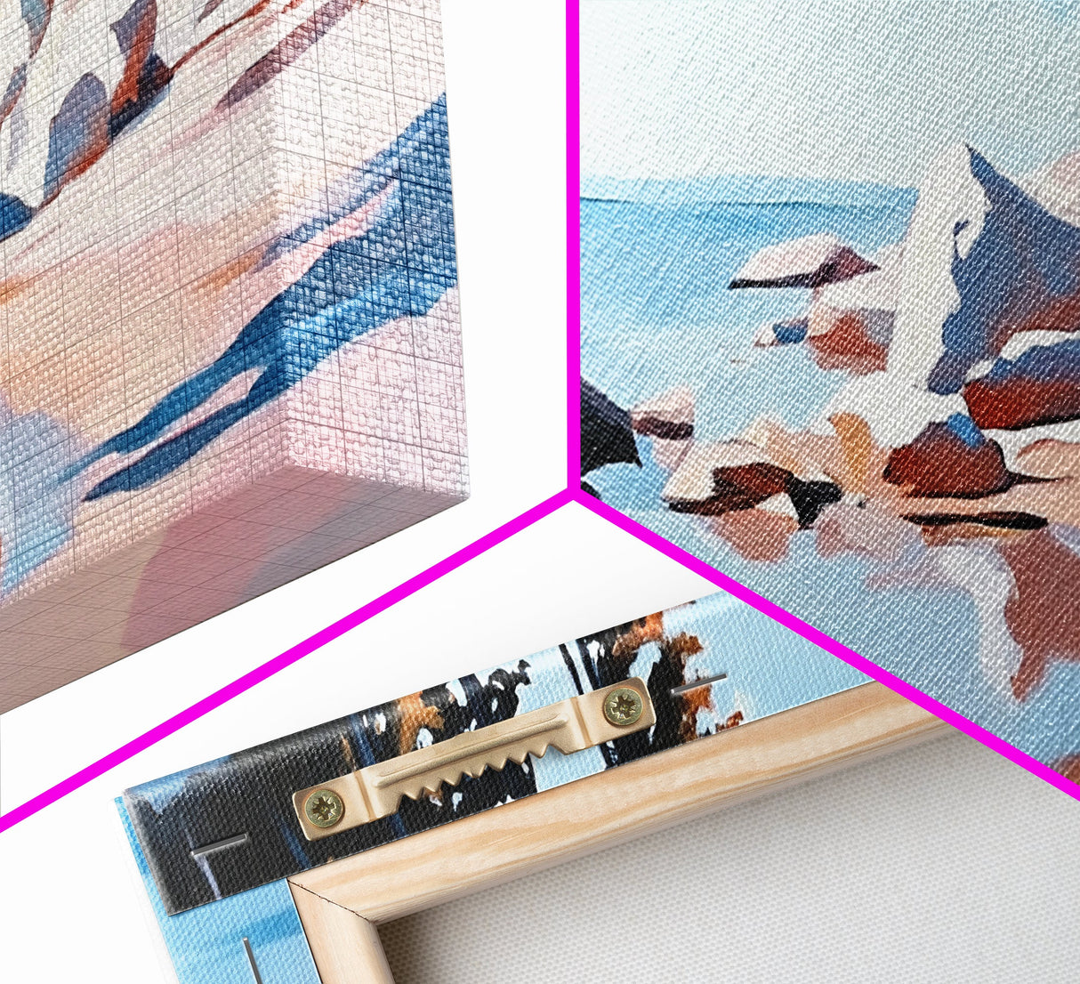 Seaside Escape, Cliffside Beauty, Canvas Print, Modern Coastal Art, Boho Nature Painting, Blue Ocean Decor, Large Wall Art, Living Room