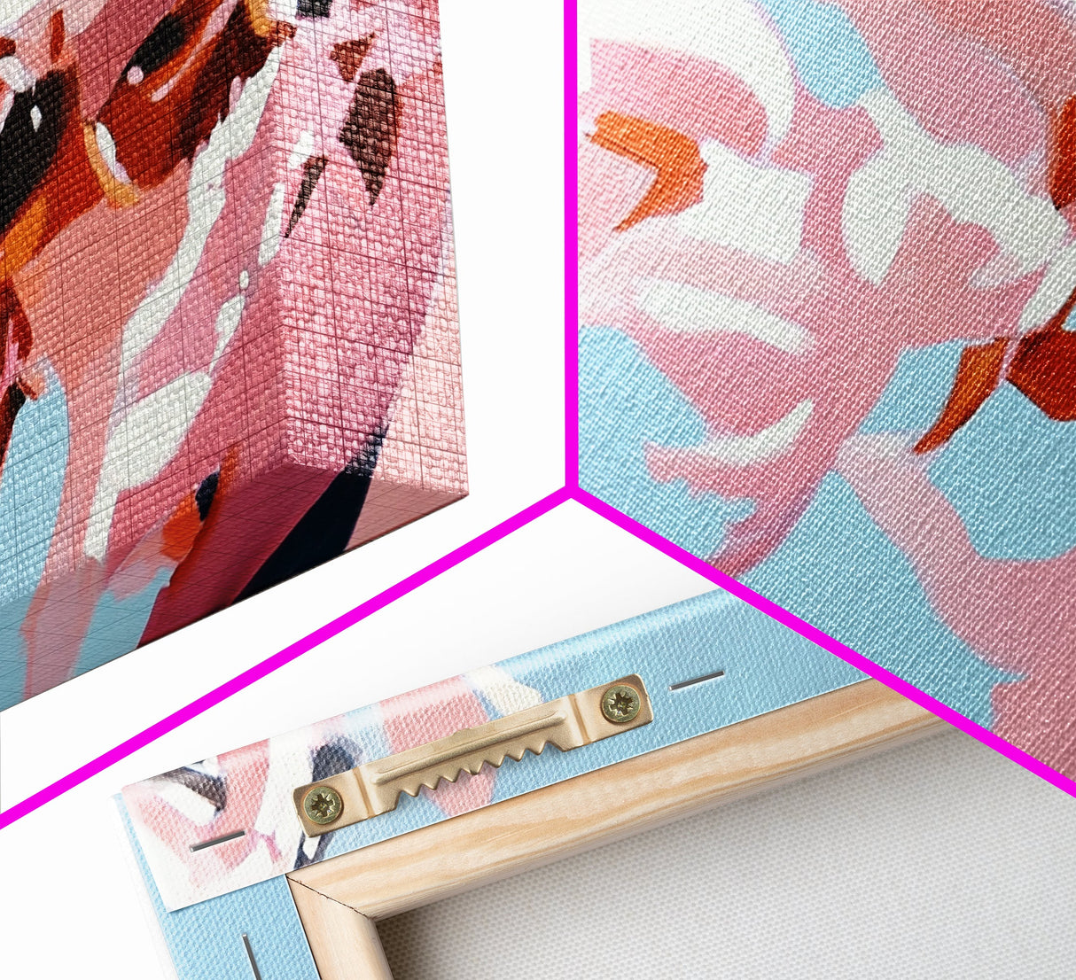 Pink Floral, Abstract Flowers, Modern Botanical, Pastel Wall Art, Minimalist Decor, Bedroom Wall Art, Framed Canvas Print, Feminine Aesthetic