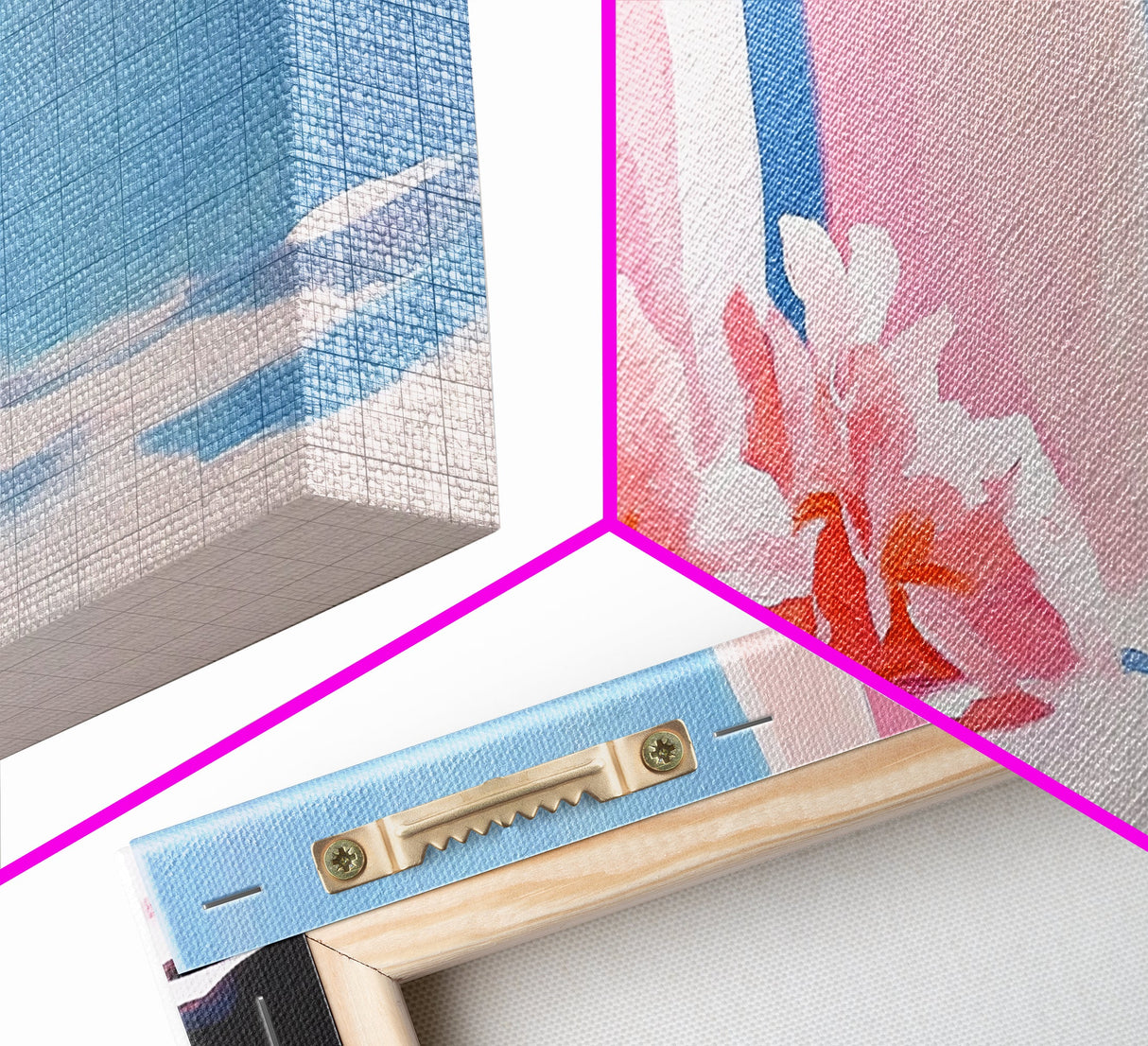 Floral, Waterfall, Soft Pink, Framed Canvas Print, Living Room Wall Art, Boho Art, Nature Artwork, Elegant Painting, Serene Home Decor