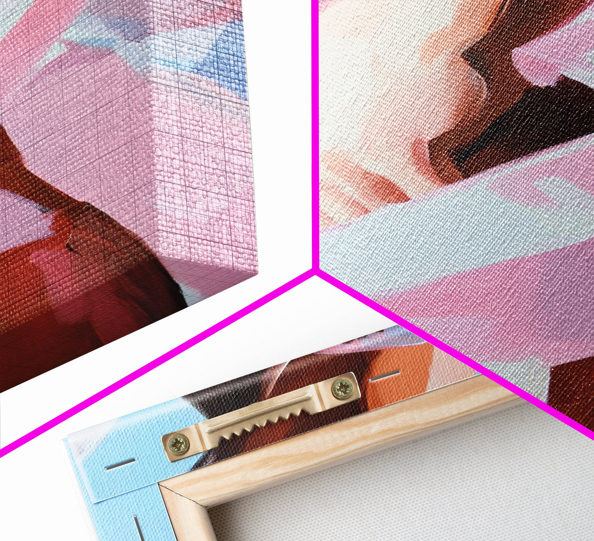 Pink Ribbon, Female Décor, Framed Canvas Print, Cabin Wall Art, Farmhouse Home Decor, Cozy Living Room Art