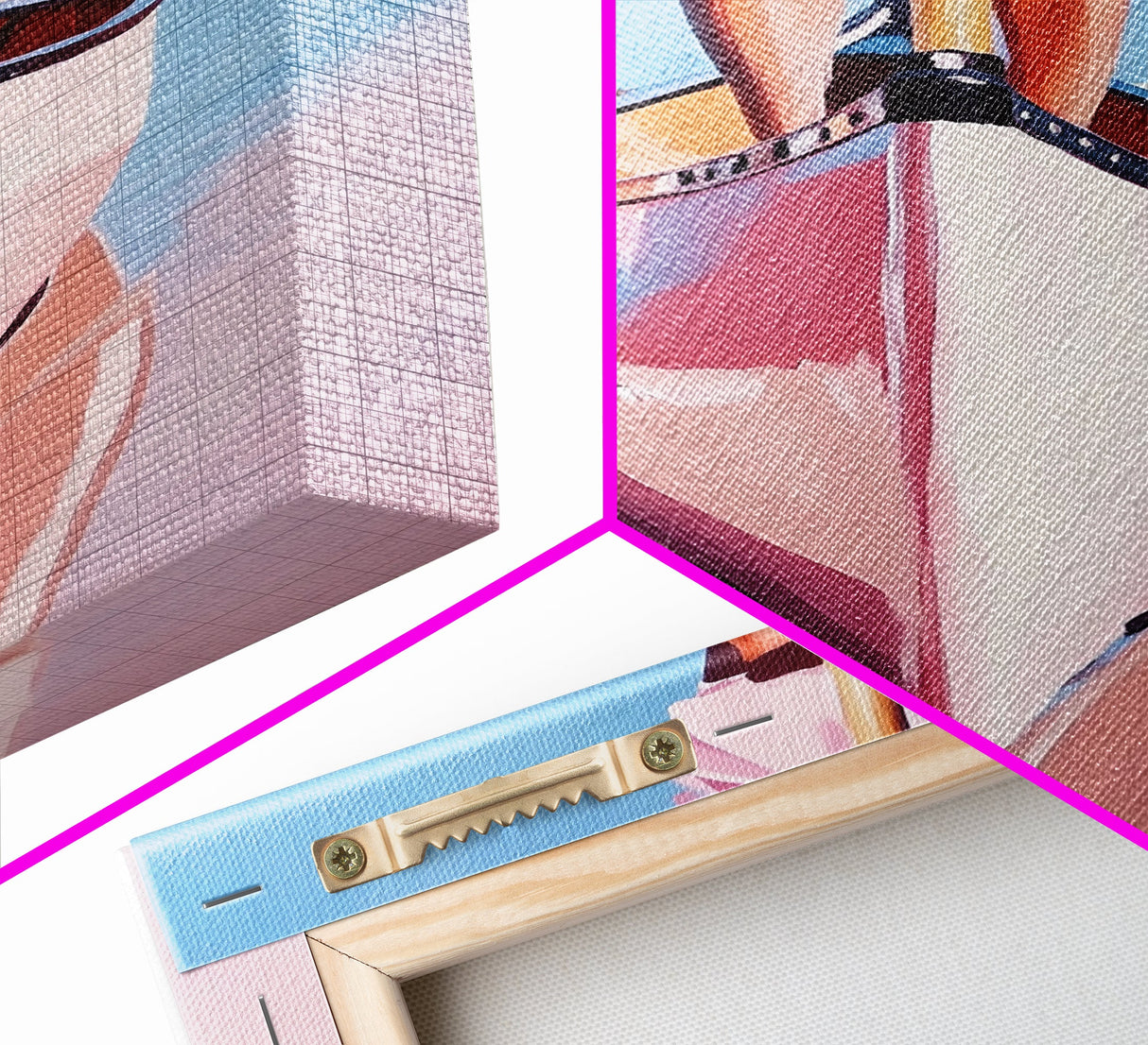 Pink Canoe, Girl, Reflection, Framed Canvas Print, Coastal Wall Art, Nautical Decor, Summer Aesthetic, Beach House Art, Boho Art