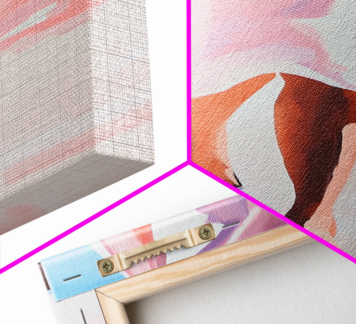 Elegant Woman Art, Fashion Illustration, Minimalist Feminine Painting, Pink Aesthetic Decor, Framed Canvas Print, Bedroom Wall Art