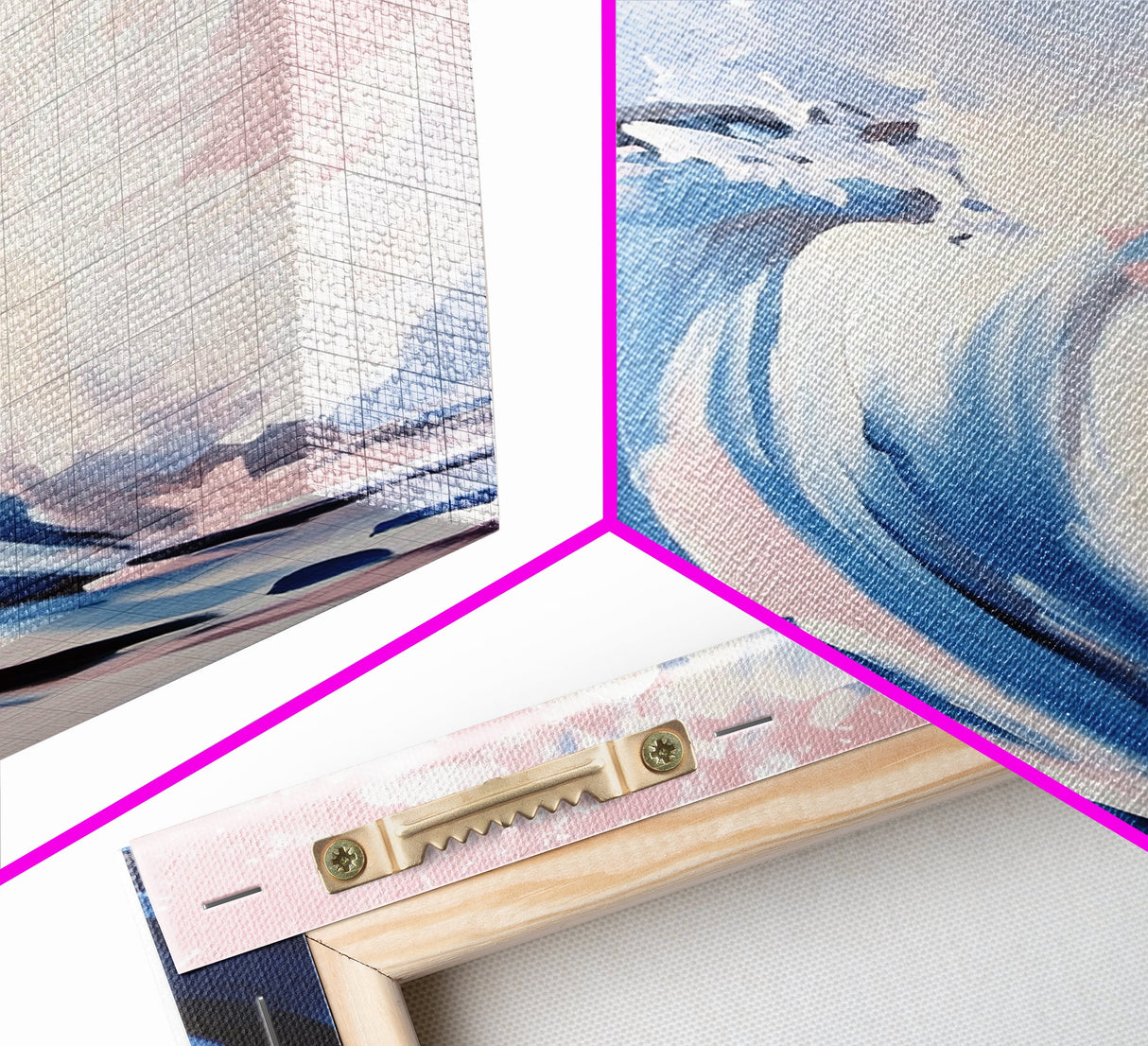 Surf Wave Art, Coastal Wall Decor, Abstract Ocean Painting, Large Modern Seascape, Framed Canvas Print, Nautical Themed Wall Art