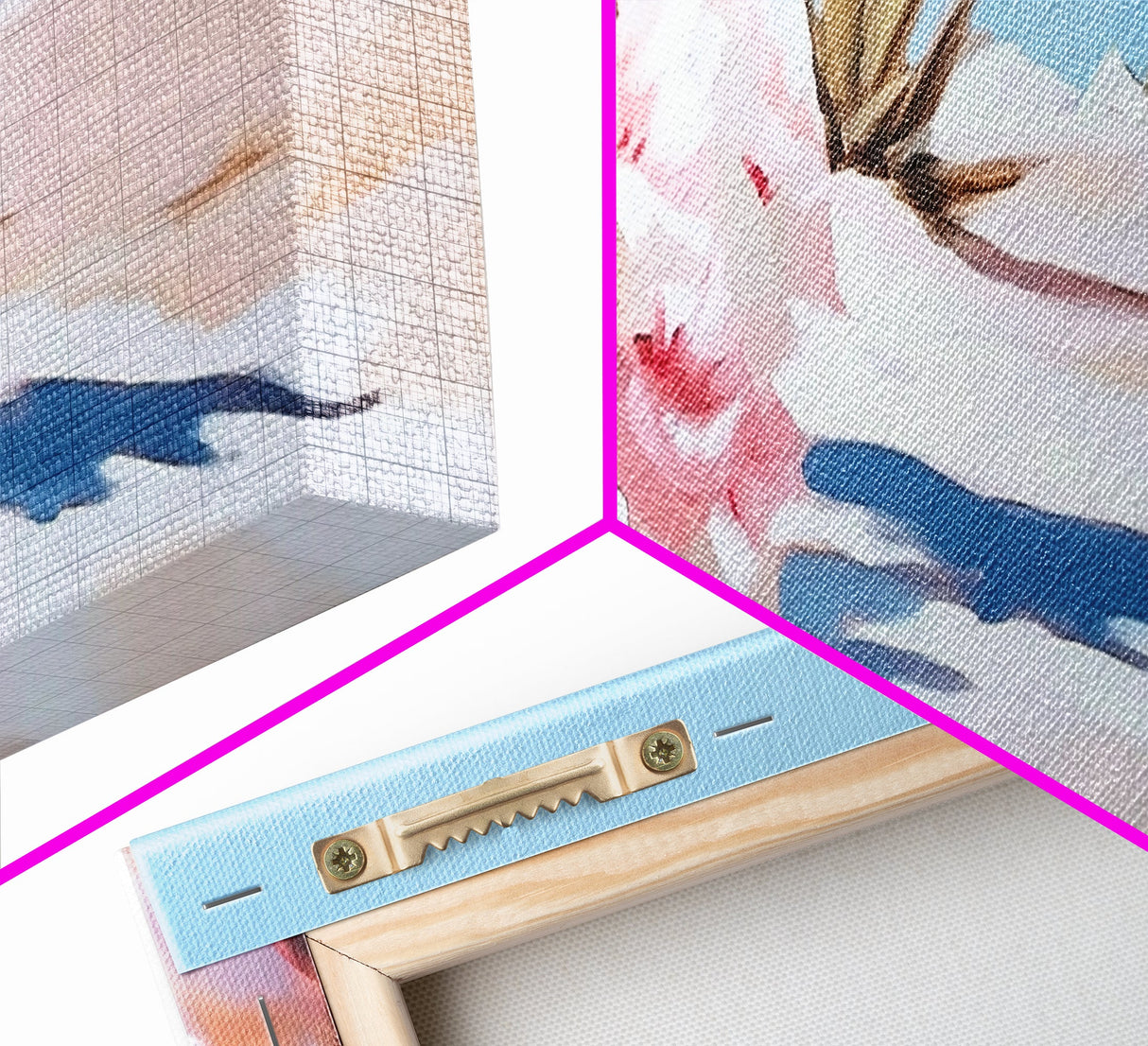 Pink Flowers, Framed Canvas Print, Floral Wall Art, Desert Artwork, Boho Aesthetic, Modern Home Decor, Bedroom Art, Nature Painting