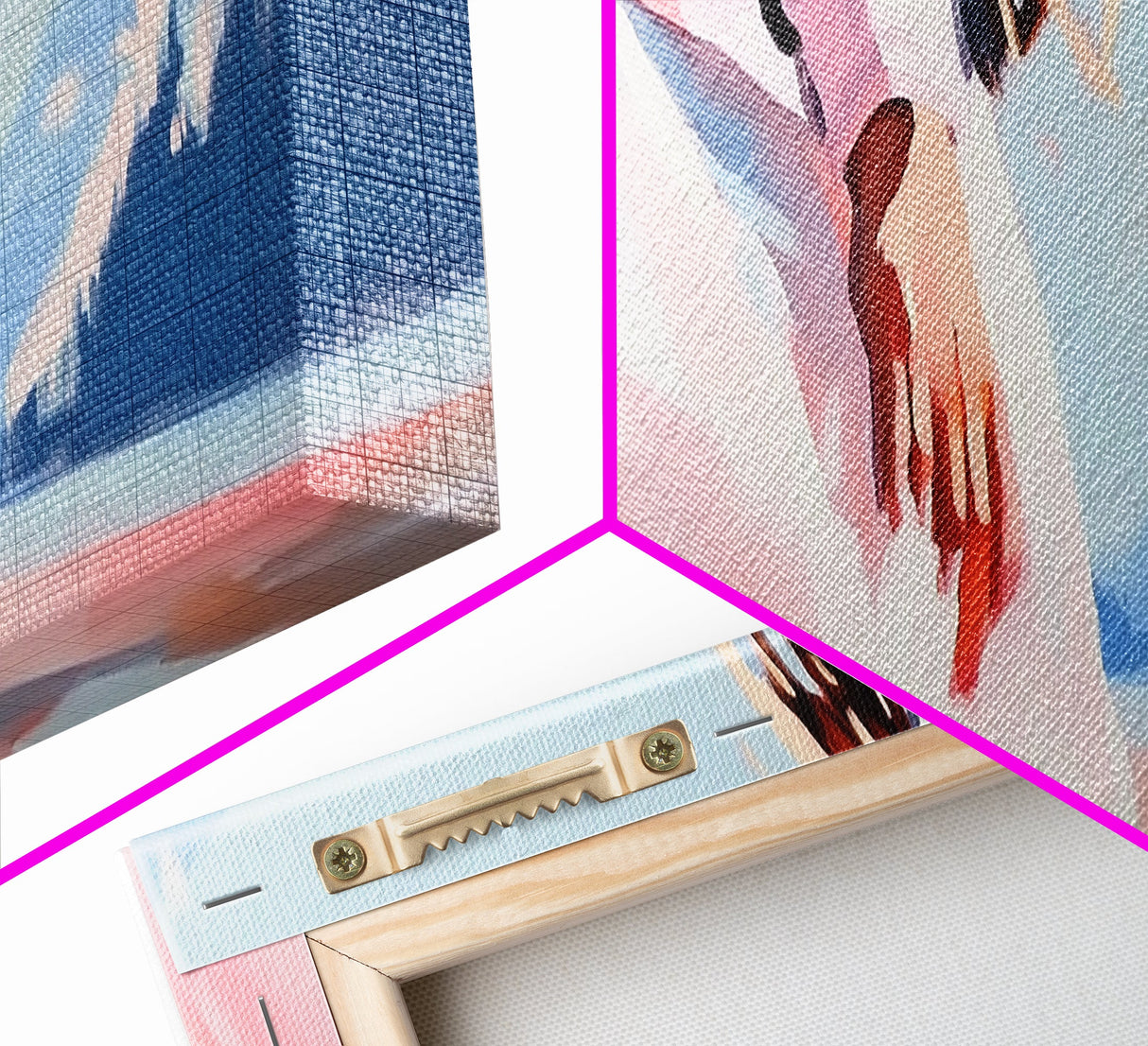 Pink Dress, Mountains, Canvas Print, Romantic Wall Art, Minimalist Painting, Bedroom Decor, Feminine Art, Modern Home Aesthetic