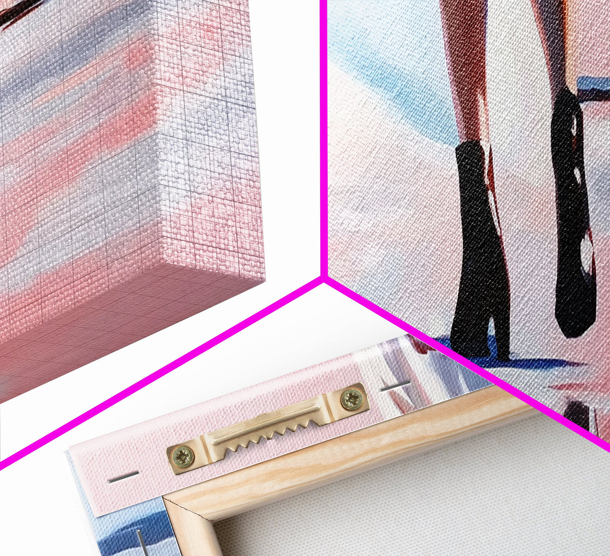 Fashion Walk, Chic Modern Art, Feminine Aesthetic, Pastel Wall Decor, Dreamy Reflections, Stylish Home Design, Framed Canvas Print