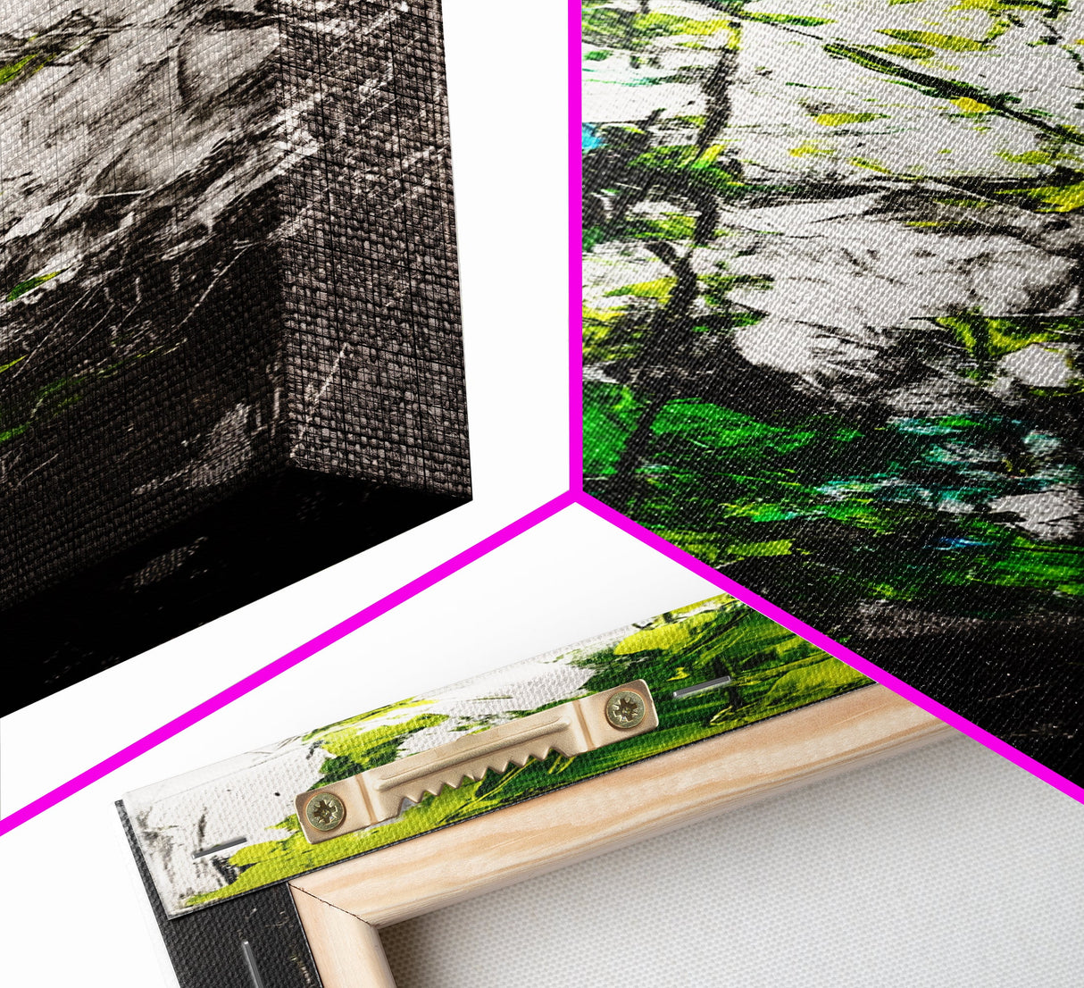 Vibrant Forest, Green Abstract Art, Nature Inspired Wall Decor, Framed Canvas Print, Rustic Home Decor, Boho Wall Art, Entryway Art