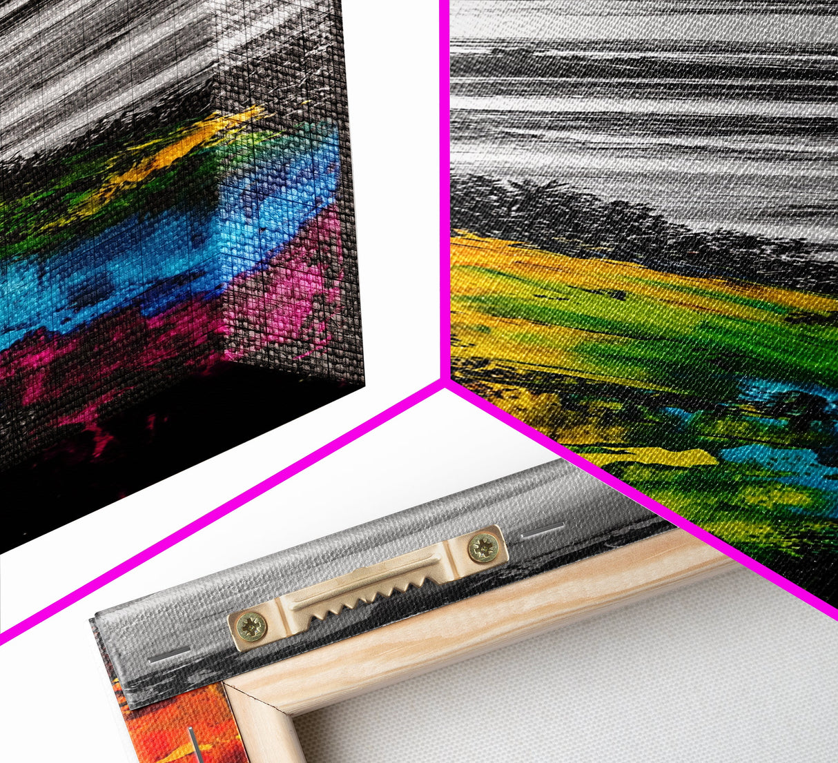 Vibrant Hillside, Ocean Coastline, Bold Color Landscape, Modern Impressionism, Unique Home Decor, Framed Canvas Print