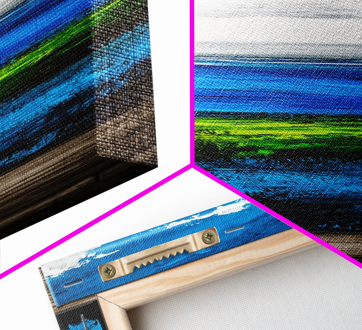 Minimalist Ocean Art, Coastal Wall Decor, Blue and Green Seascape, Modern Beach House Decor, Bedroom Wall Art, Framed Canvas Print