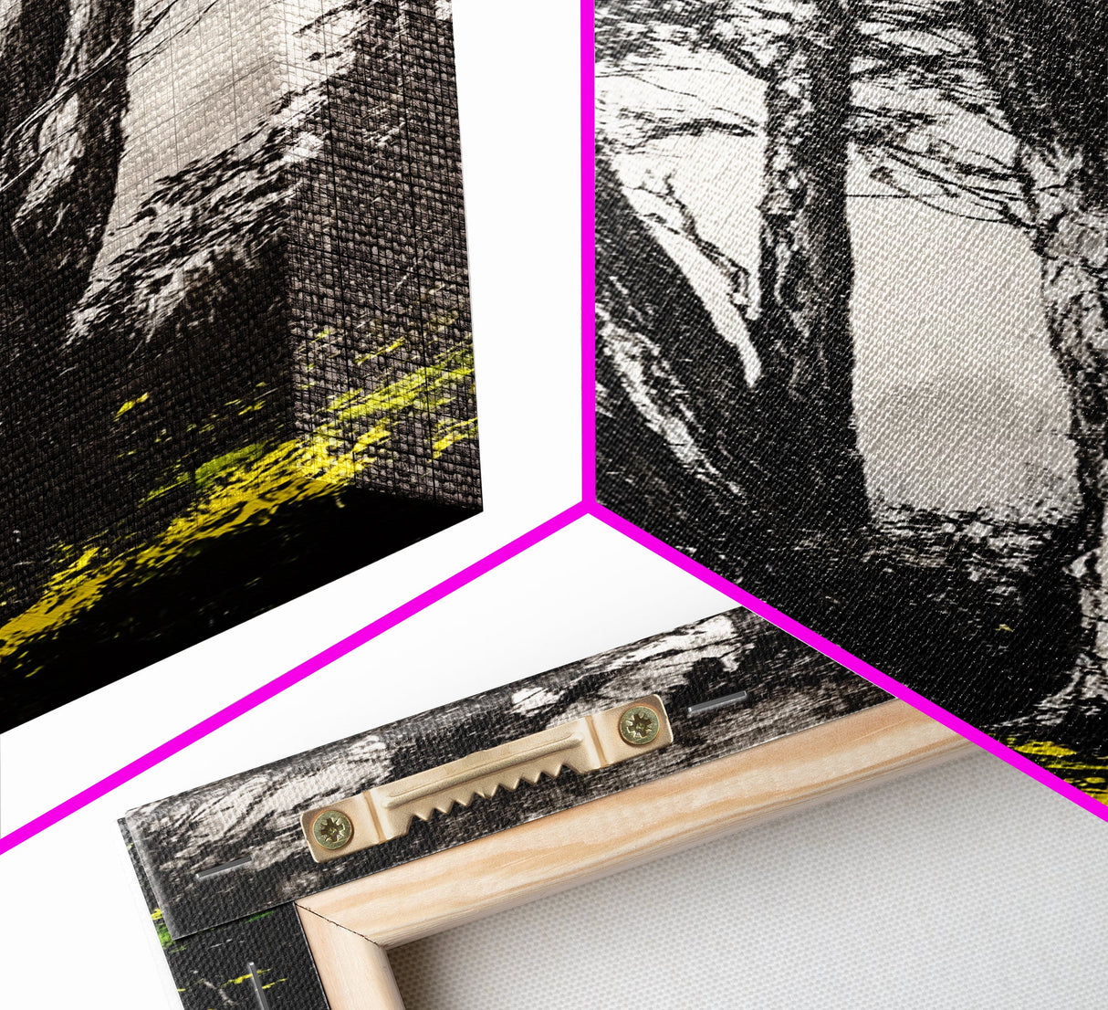 Black and White Tree Art, Forest Wall Decor, Nature Artwork, Minimalist Landscape, Rustic Home Decor, Office Art, Framed Canvas Print