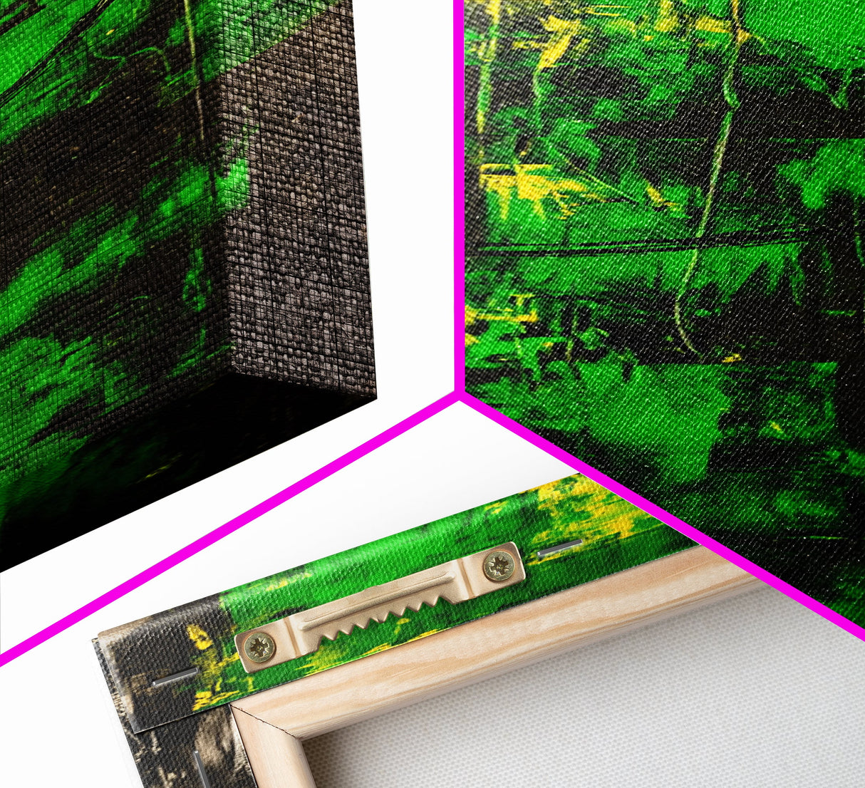 Abstract Green Artwork, Black and Yellow Modern Art, Minimalist Texture Painting, Contemporary Wall Art, Office Decor, Canvas Print