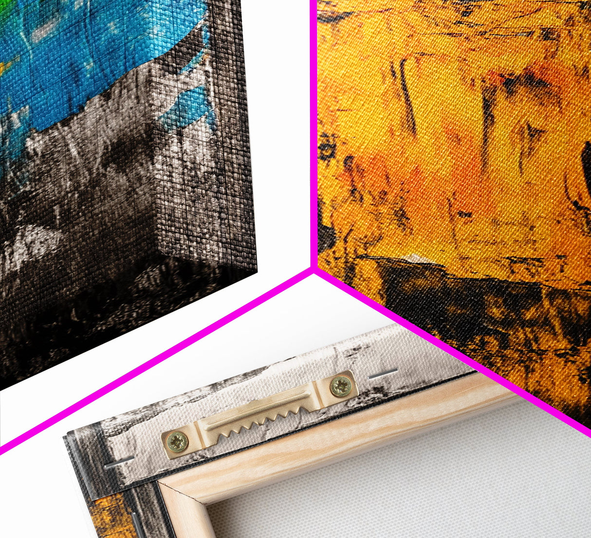 Colorful Abstract Landscape, Mountain Wall Art, Bright Textured Painting, Bold Statement Art, Living Room Decor, Framed Canvas Print