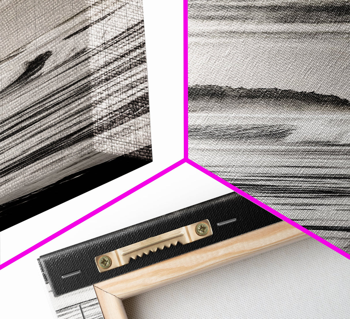 Stormy Waves, Ocean Landscape, Black and White, Framed Canvas Print, Coastal Wall Art, Modern Office Decor, Minimalist Seascape Painting