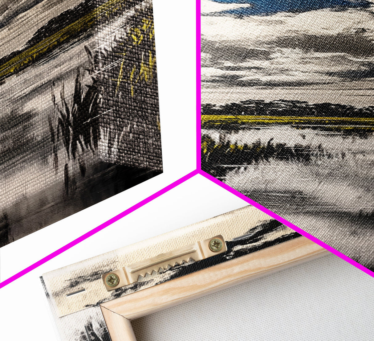 Marshland Scene, Nature Reflection, Blue Sky, Canvas Print, Rustic Landscape Art, Farmhouse Wall Decor, Entryway Nature Art