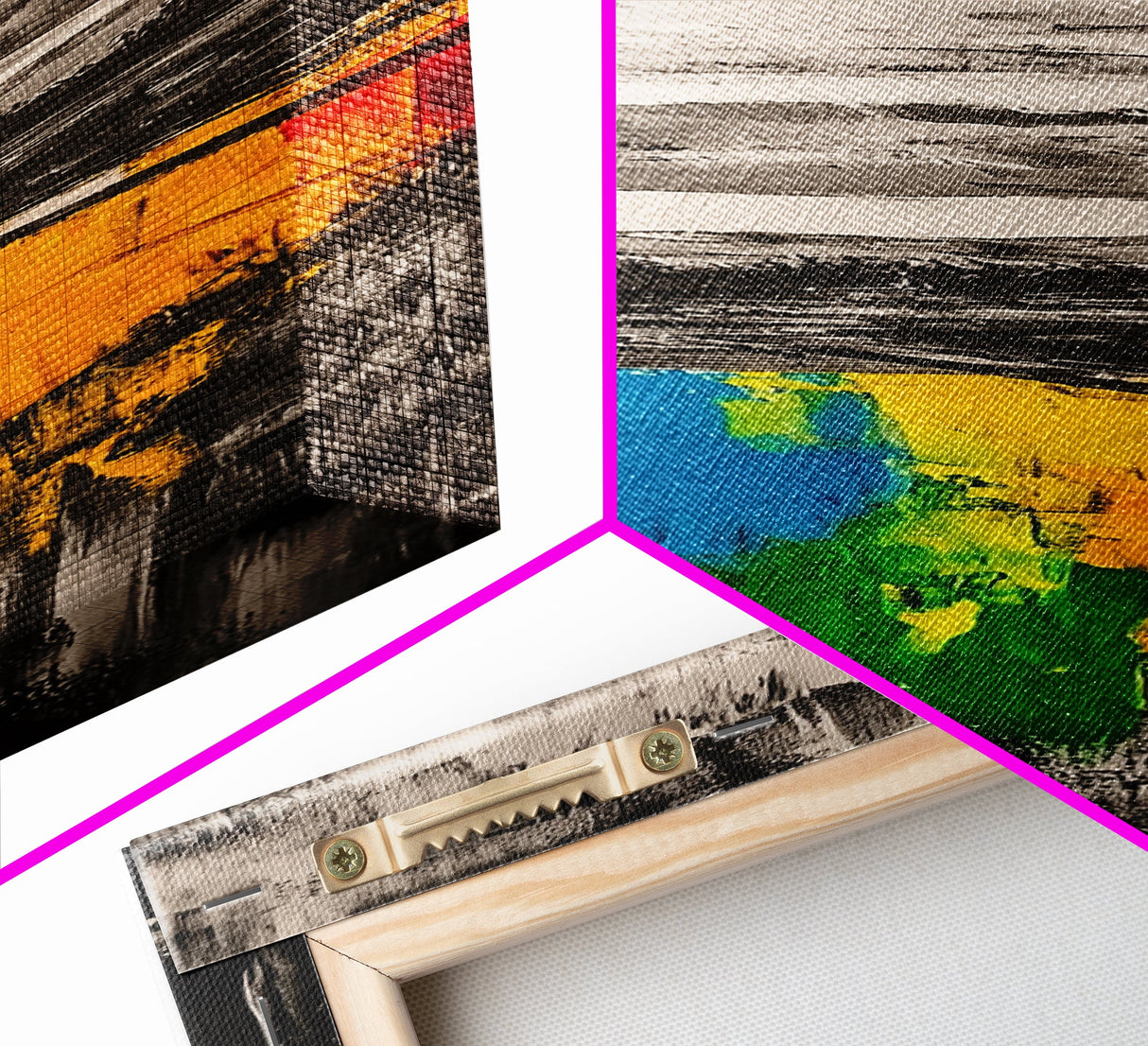 Rainbow Reflection, Colorful Landscape, Abstract Painting, Framed Canvas Print, Modern Wall Art, Office Decor, Unique Gift