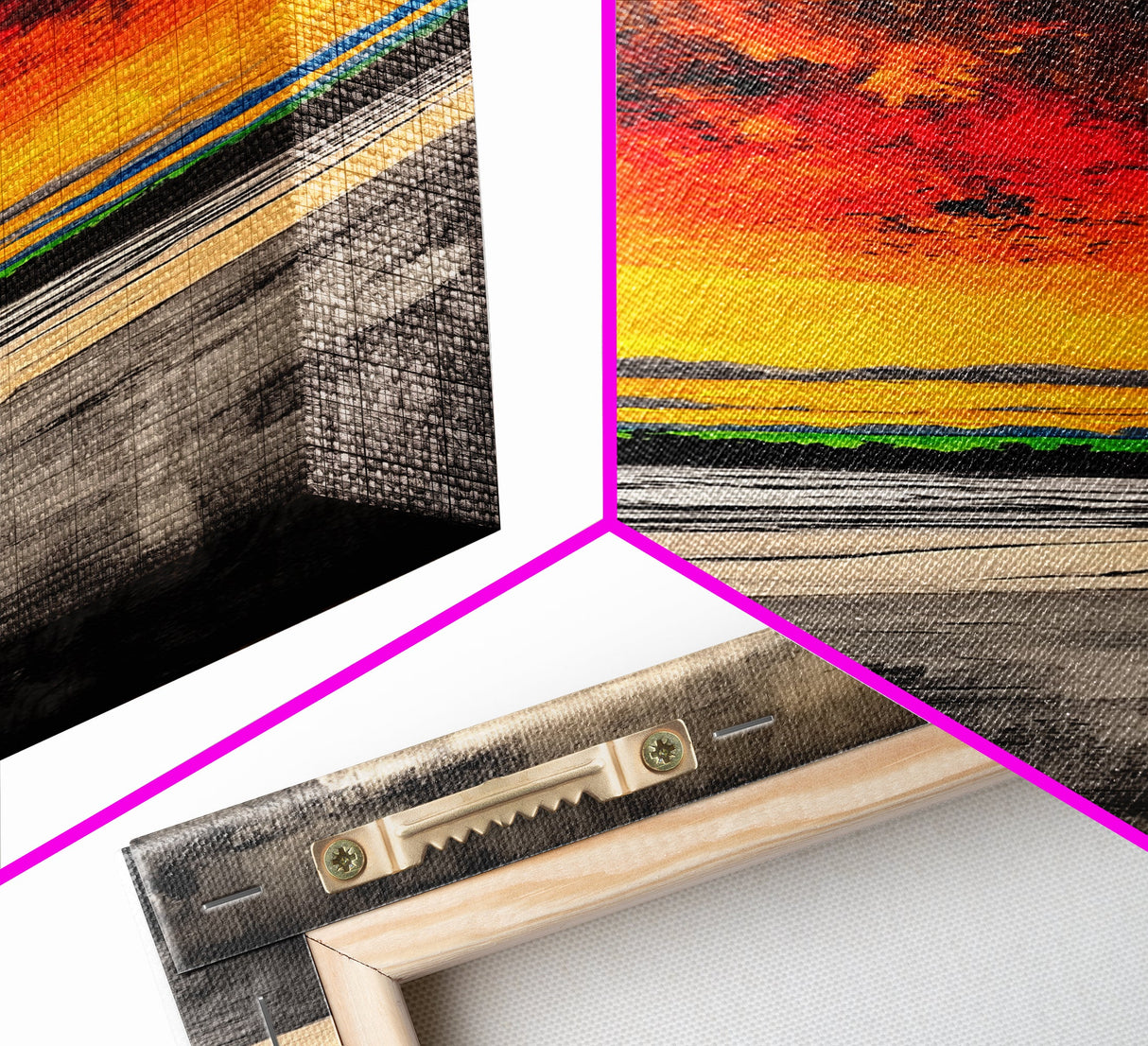 Fire Sky, Dramatic Sunset, Abstract Seascape, Framed Canvas Print, Bold Wall Art, Vibrant Home Decor, Statement Piece