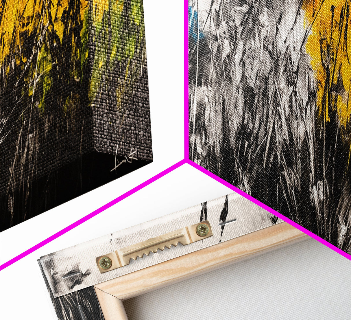 Abstract Field, Colorful Grass, Modern Landscape, Framed Canvas Print, Fall Wall Art, Boho Home Decor, Large Wall Art, Bedroom Wall Art