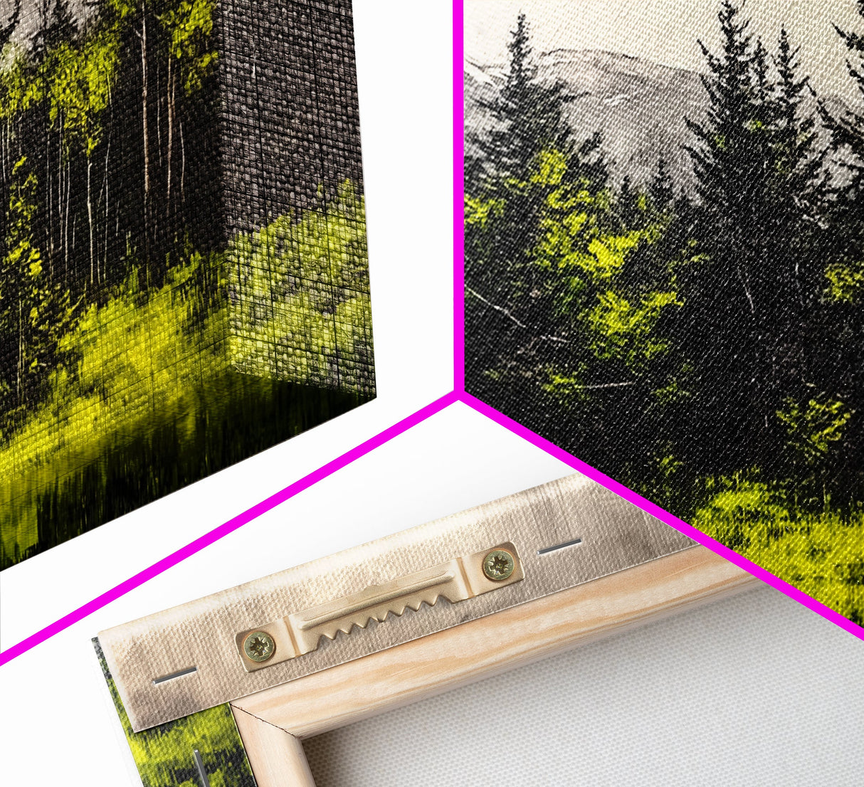 Green Forest, Mountain Landscape, Misty Trees, Framed Canvas Print, Nature Wall Art, Cabin Decor, Moody Landscape, Large Home Wall Art