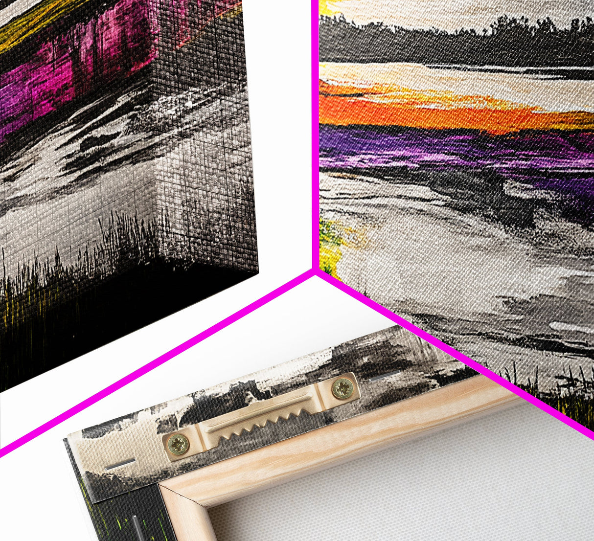 Vibrant Abstract, Modern Painting, Colorful Landscape, Framed Canvas Print, Living Room Wall Art, Bold Statement Piece, Home Decor