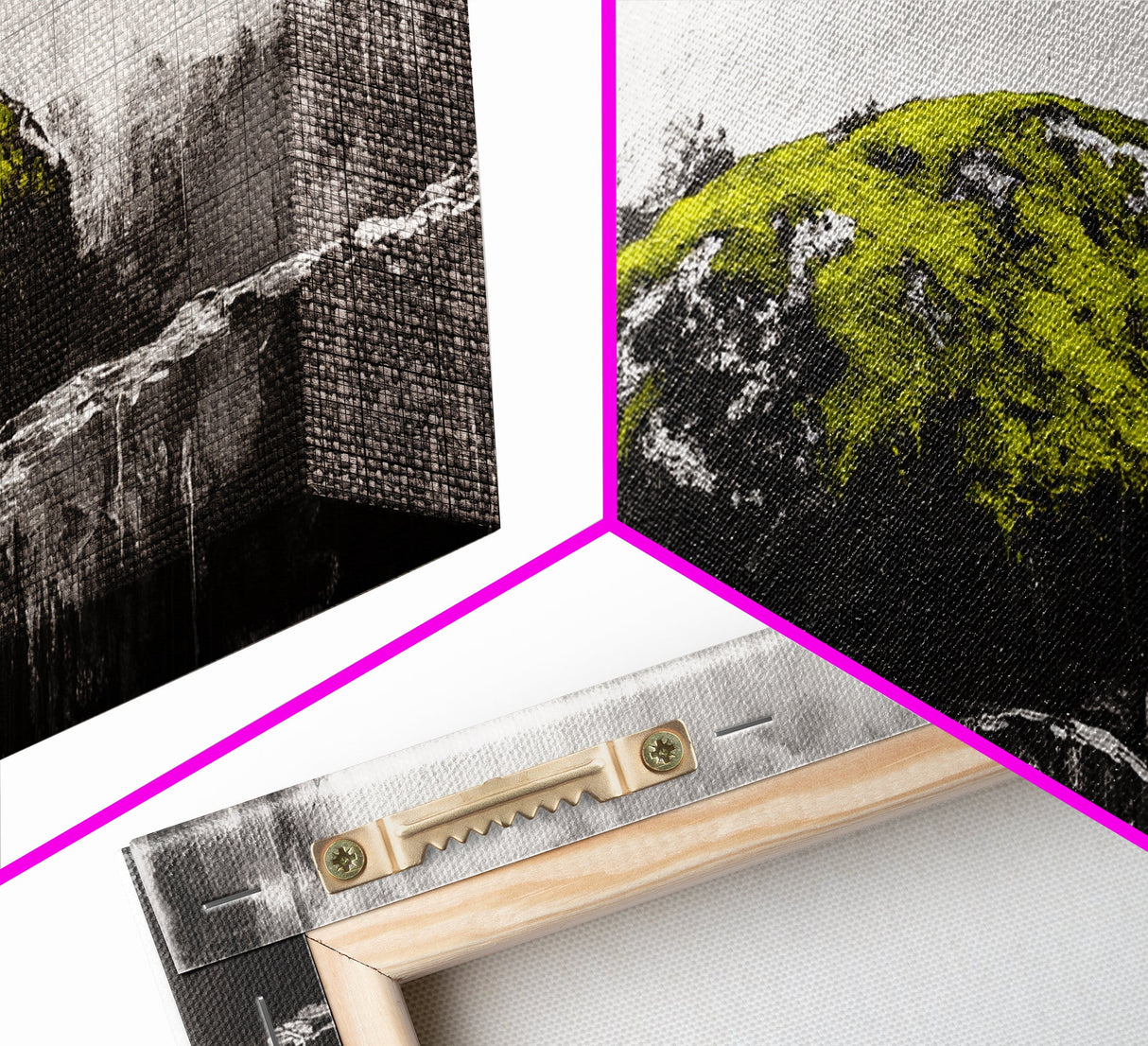 Mossy Rock, Abstract Nature, Green and Black Art, Canvas Print, Rustic Wall Decor, Boho Artwork, Modern Farmhouse Decor