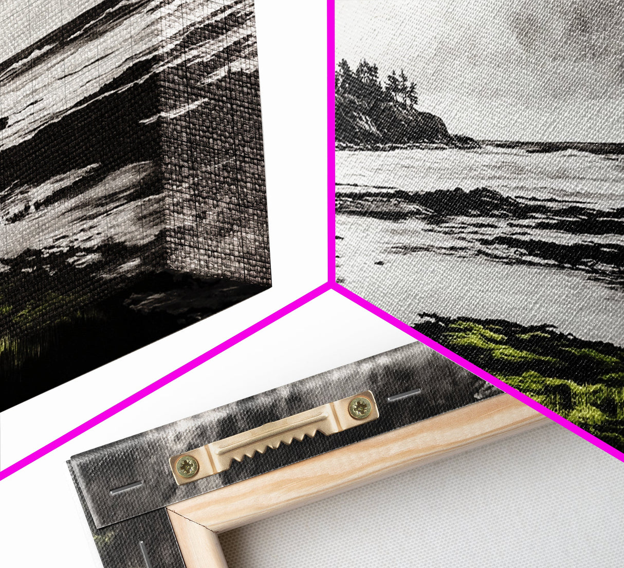 Coastal Landscape, Ocean View, Black and White Beach Art, Canvas Print, Seaside Home Decor, Nautical Wall Art, Office Artwork