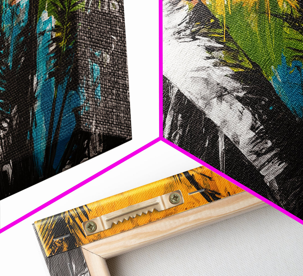 Tropical Palm Leaves, Sunset Art, Beach House Decor, Vibrant Coastal Painting, Island Vibes, Framed Canvas Print, Bedroom Wall Art