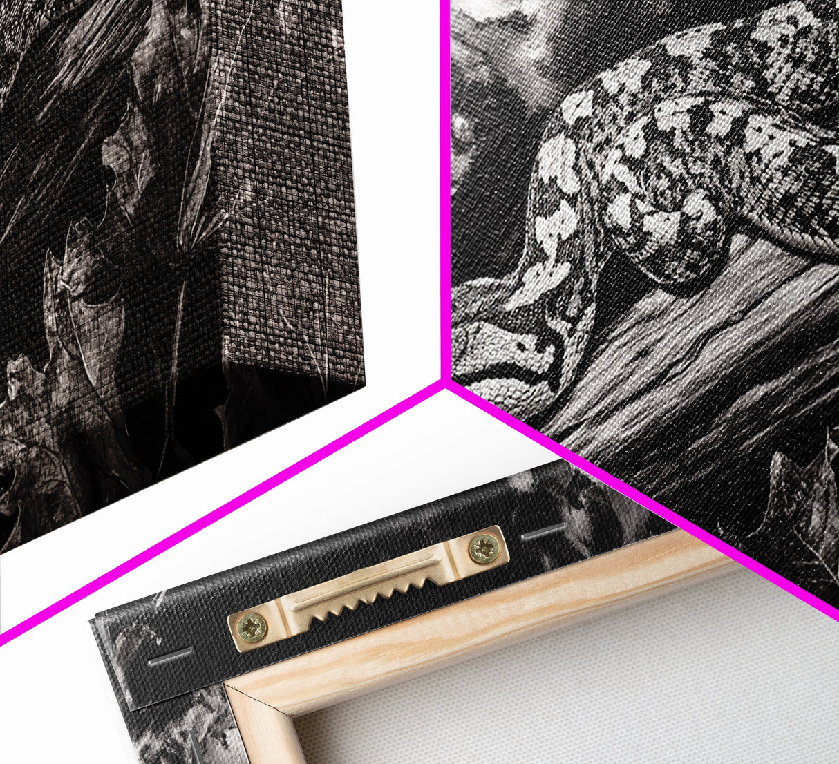 Timber Rattlesnake, Wildlife Artwork, Black and White Nature Art, Rustic Home Decor, Forest Animal Print, Living Room Art, Canvas Print