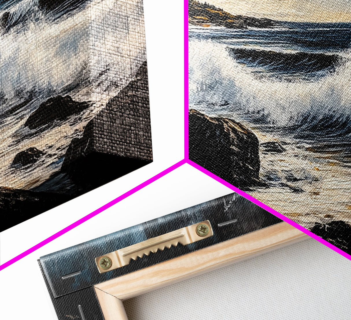 Stormy Waves, Dramatic Seascape, Moody Sky, Framed Canvas Print, Beach House Art, Living Room Wall Art, Modern Coastal Decor