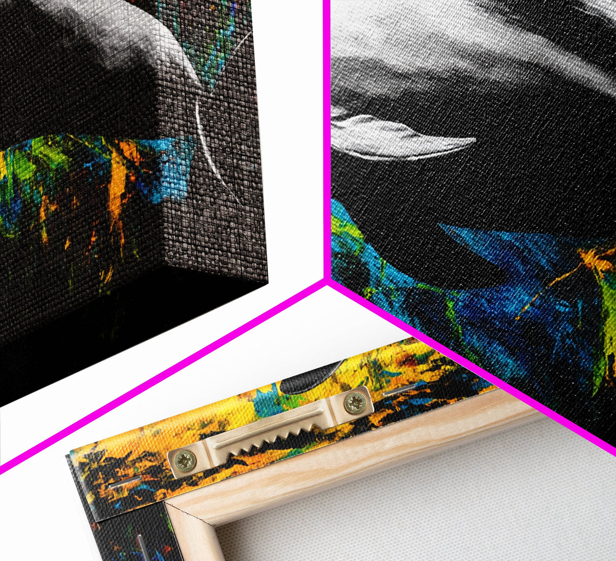 Dolphin, Ocean, Vibrant, Abstract, Framed Canvas Print, Colorful Sea Life Wall Art, Coastal Decor, Beach House Art, Nautical Theme