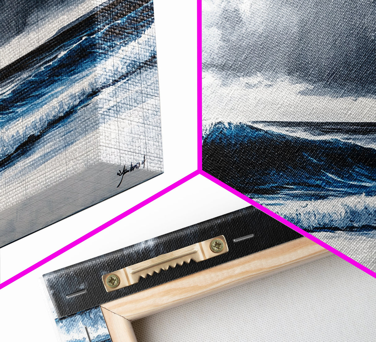 Stormy Ocean, Dramatic Seascape, Blue Waves, Coastal Decor, Moody Beach Art, Modern Wall Decor, Large Statement, Framed Canvas Print
