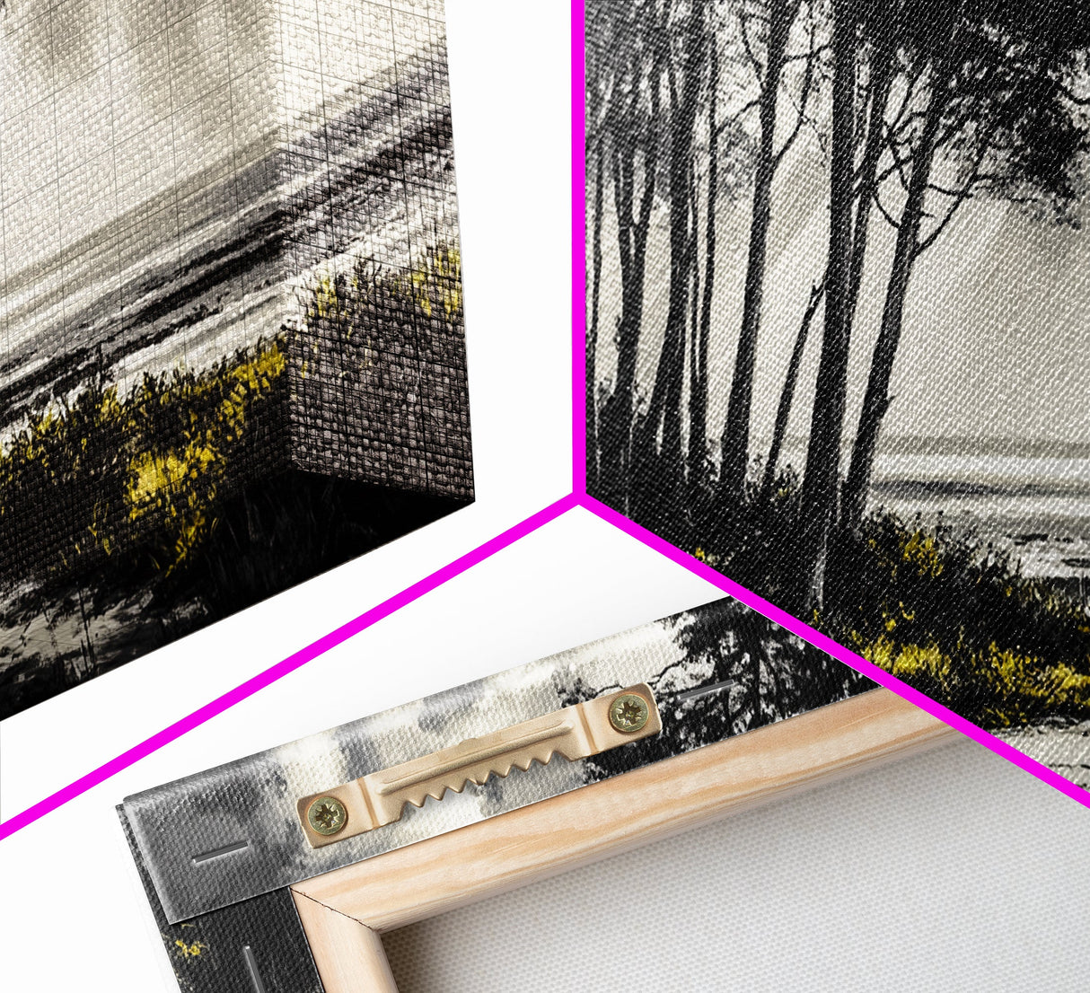 Forest Path, Coastal Landscape, Black and White Art, Tranquil Scene, Nature Wall Art, Minimalist Decor, Living Room, Canvas Print