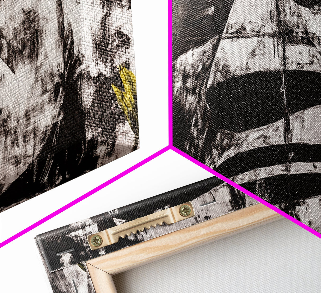 Monochrome Face Art, Edgy Black White Painting, Street Art Print, Urban Loft Decor, Framed Canvas Print, Unique Statement Piece