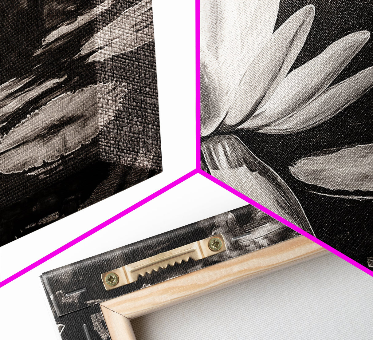 Lotus Flower, Black and White Botanical Art, Zen Wall Decor, Nature Painting, Minimalist Canvas Print, Bedroom Meditation Art