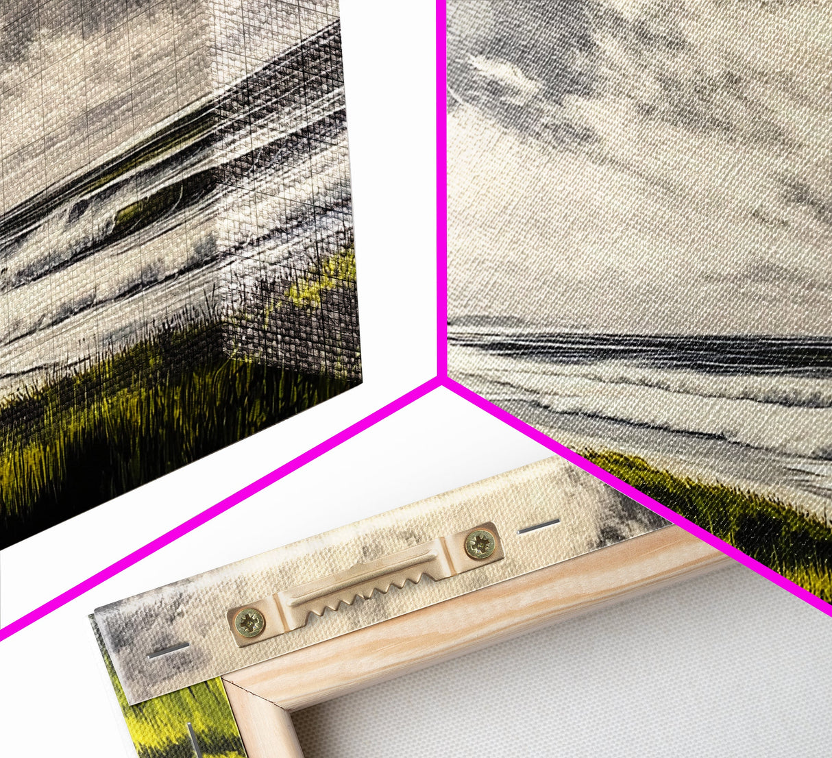 Seaside Serenity, Stormy Ocean, Beach Wall Art, Nature Inspired Decor, Moody Coastal Scene, Yellow Grass, Living Room Artwork, Canvas Print