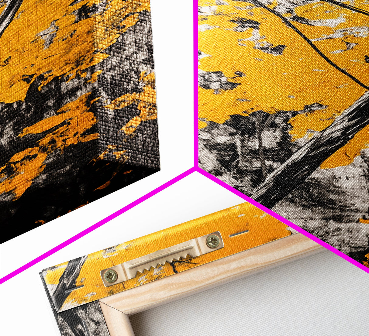 Abstract Autumn Leaves, Black White Orange, Nature Wall Art, Rustic Decor, Minimalist Fall Artwork, Living Room Art, Framed Canvas Print